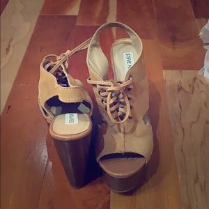 Steve Madden lace up wedges with wooden heel